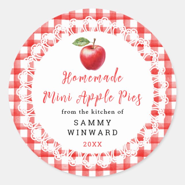 Adesivo Redondo Homemade Mini Apple Pies Label (Frente)