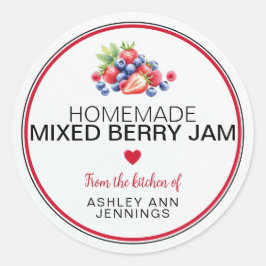 Adesivo Redondo Homemade Mixed Berry Jam Label Personalized