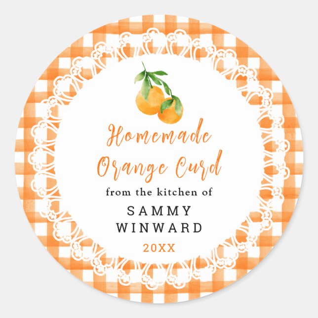Adesivo Redondo Homemade Orange Curd Label (Frente)