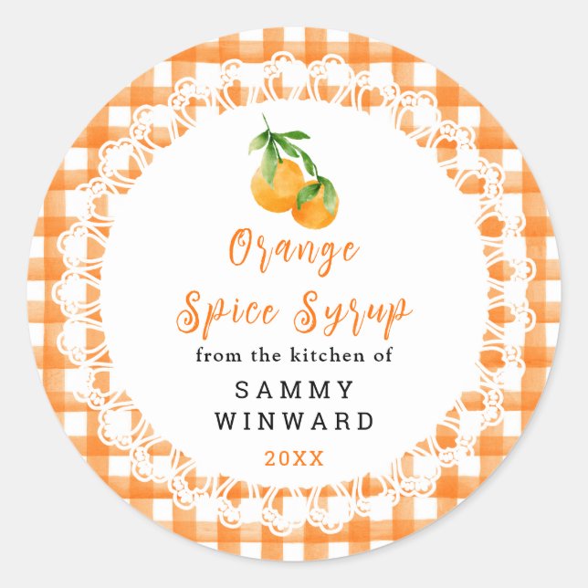 Adesivo Redondo Homemade Orange Spice Syrup Label (Frente)