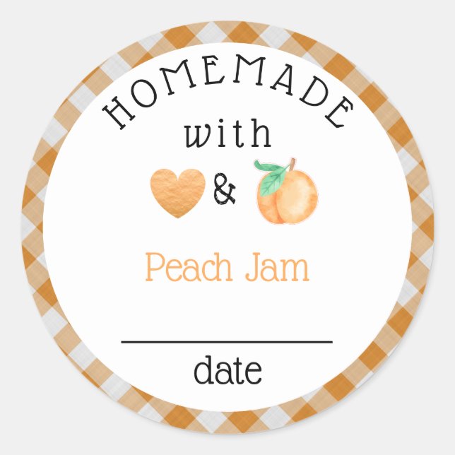Adesivo Redondo Homemade Peach Jam Gingham (Frente)
