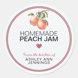 Adesivo Redondo Homemade Peach Jam Label Peaches Canning Stickers