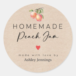 Adesivo Redondo Homemade Peach Jam Labels | Made with Love