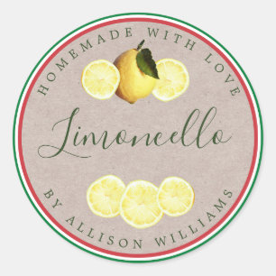 Adesivo Redondo Homemade Personalizada Limoncello Italiano Flag Kr