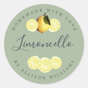Adesivo Redondo Homemade Personalizada Limoncello Laurel Green