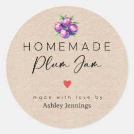 Adesivo Redondo Homemade Plum Jam Labels | Made with Love Stickers