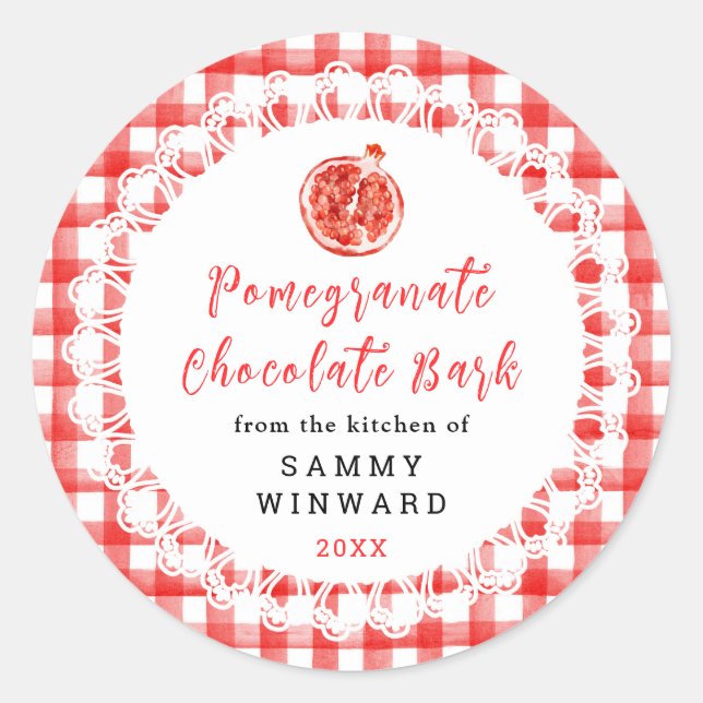 Adesivo Redondo Homemade Pomegranate Chocolate Bark Label (Frente)