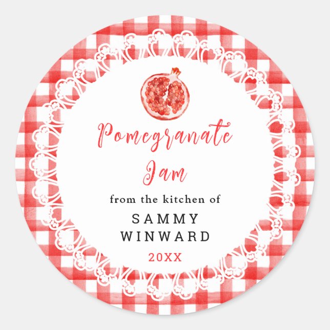 Adesivo Redondo Homemade Pomegranate Jam Label (Frente)