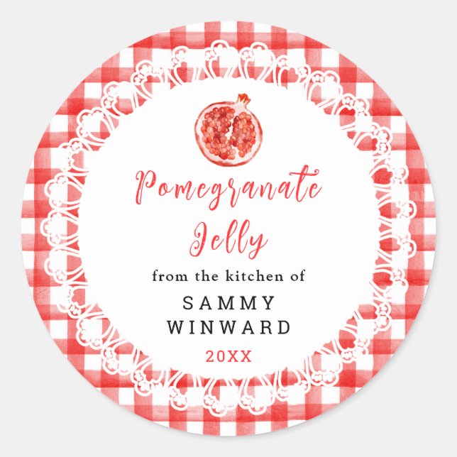 Adesivo Redondo Homemade Pomegranate Jelly Label (Frente)