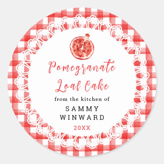 Adesivo Redondo Homemade Pomegranate Loaf Cake Label (Frente)