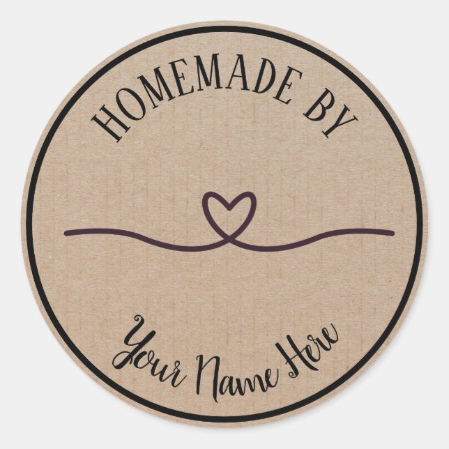 Adesivo Redondo Homemade Por Cardíaco Clássico Com Autocolante (Frente)