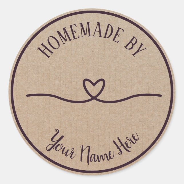 Adesivo Redondo Homemade Por Cardíaco Clássico Com Autocolante (Frente)