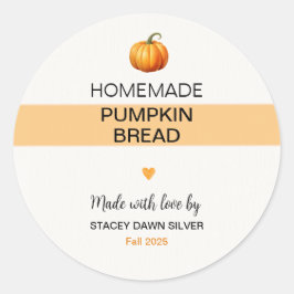 Adesivo Redondo Homemade Pumpkin Bread Labels Fall Stickers