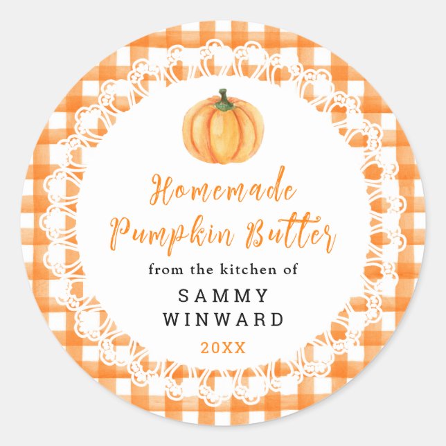 Adesivo Redondo Homemade Pumpkin Butter Label (Frente)