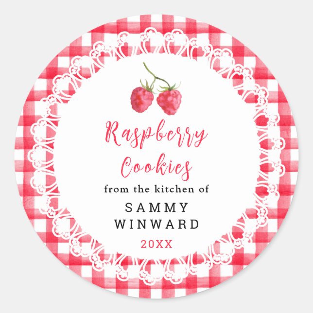 Adesivo Redondo Homemade Raspberry Cookies Label (Frente)