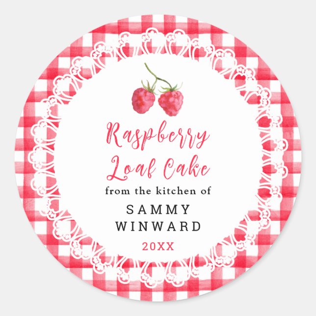 Adesivo Redondo Homemade Raspberry Loaf Cake Label (Frente)