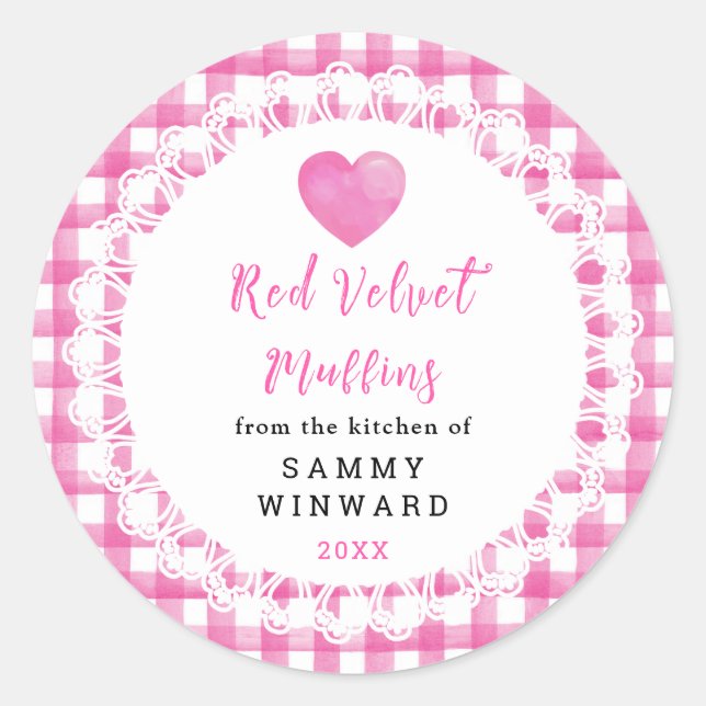 Adesivo Redondo Homemade Red Velvet Muffins Label (Frente)