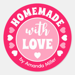 Adesivo Redondo Homemade Rosa Com Dia de as mães De Amor