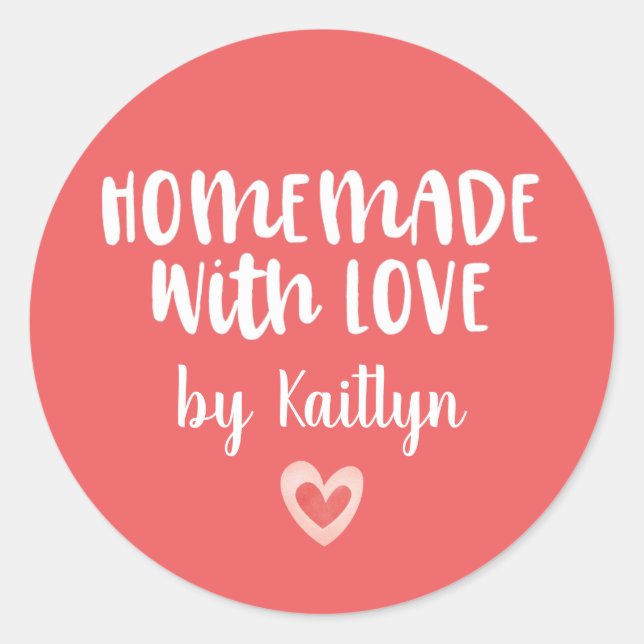 Adesivo Redondo Homemade Rosa Namorados Com Amor (Frente)