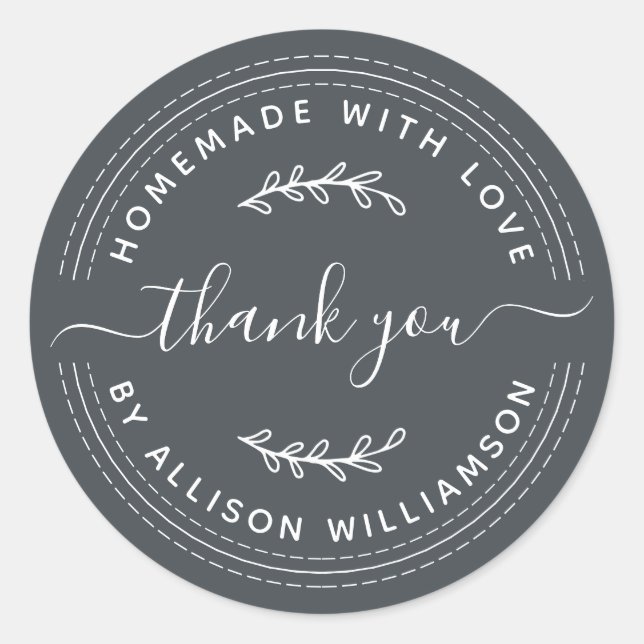 Adesivo Redondo Homemade Russo Com Amor Ofblack Obrigado (Frente)