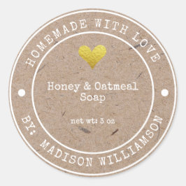 Adesivo Redondo Homemade Russo com Amor | Rótulo do sabão