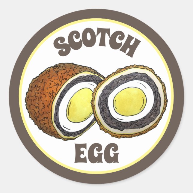 Adesivo Redondo Homemade Scotch Eggs UK British Snack Comida (Frente)