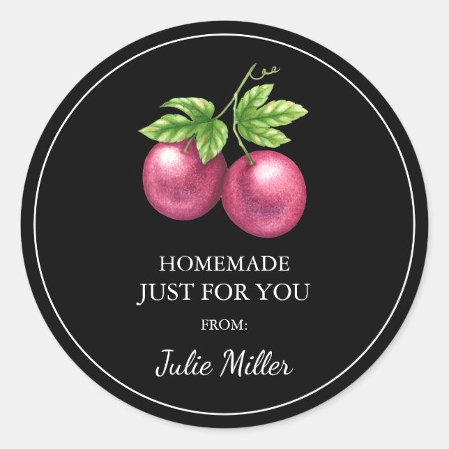 Adesivo Redondo Homemade só para a sua fruta de paixão (Frente)