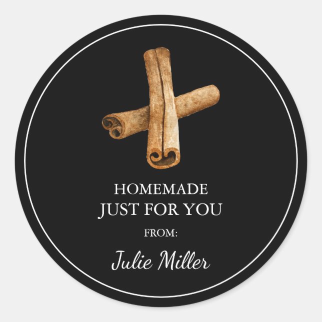 Adesivo Redondo Homemade só para você, canela (Frente)