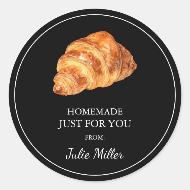 Adesivo Redondo Homemade só para você, croissant label (Frente)