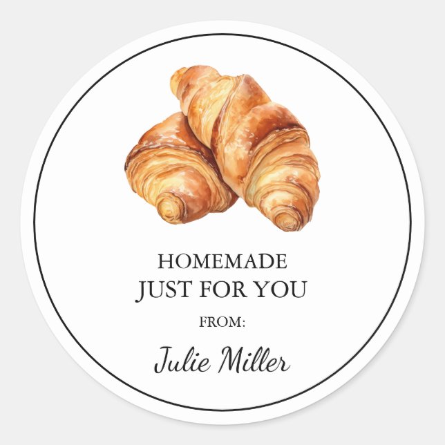 Adesivo Redondo Homemade só para você, croissant label (Frente)