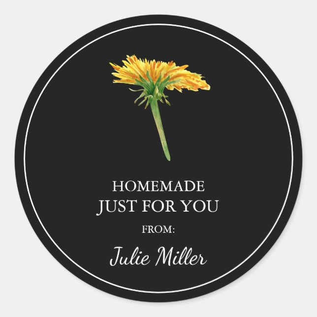 Adesivo Redondo Homemade só para você, dandelion label (Frente)