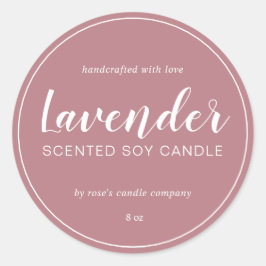 Adesivo Redondo Homemade Soy Candle Chic Calliografia Dusty Rosa