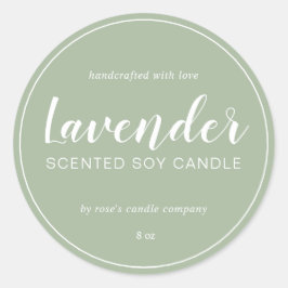 Adesivo Redondo Homemade Soy Candle Chic Calliografia Laurel Green
