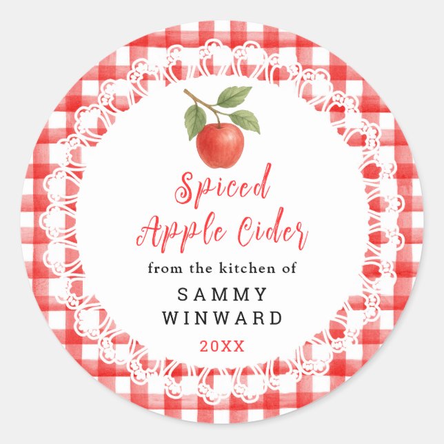 Adesivo Redondo Homemade Spiced Apple Cider Label (Frente)