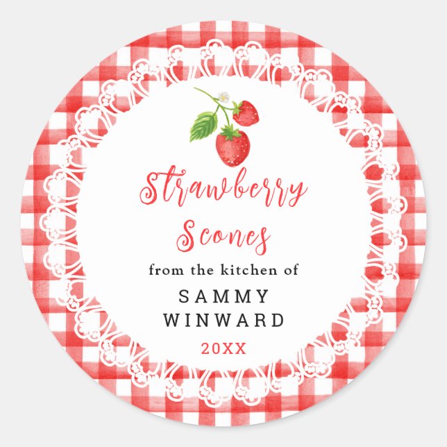 Adesivo Redondo Homemade Strawberry Scones Label (Frente)