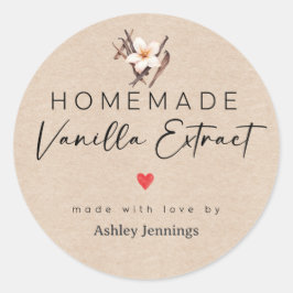 Adesivo Redondo Homemade Vanilla Extract Labels | Made with Love