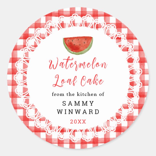Adesivo Redondo Homemade Watermelon Loaf Cake Label (Frente)