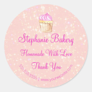 Adesivo Redondo Homemade with Love Cup Cake Bakery Link