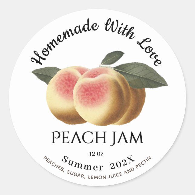 Adesivo Redondo  Homemade With Love Peach Jam Summer 202X (Frente)