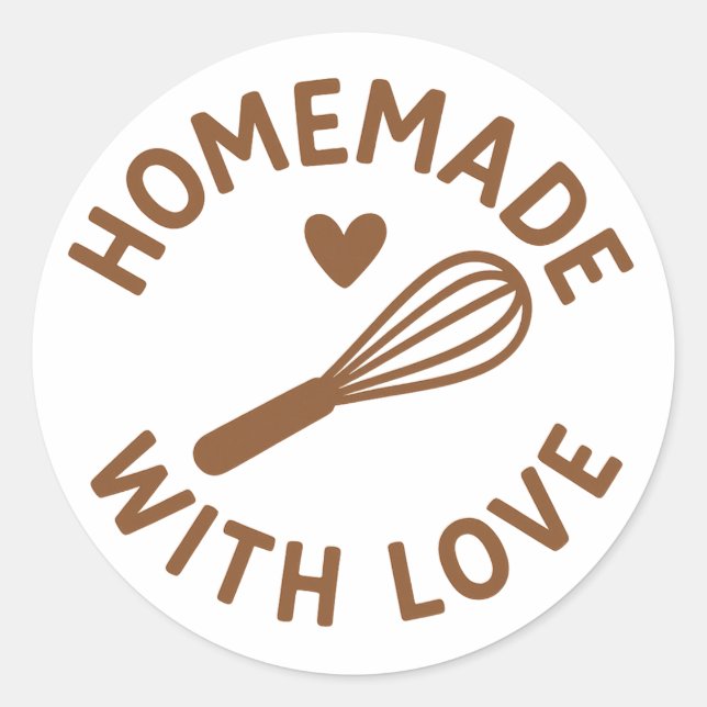Adesivo Redondo Homemade With Love – Whisk & Heart (Frente)