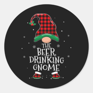 Adesivo Redondo Homenagem à Família Gnomo Xmas do Bebendo de Cerve