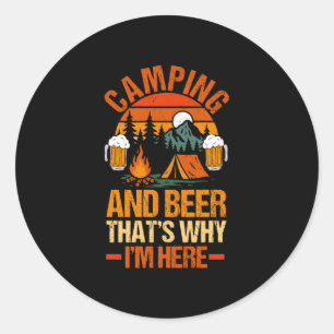 Adesivo Redondo Homens acampamento cerveja vida no acampamento flo