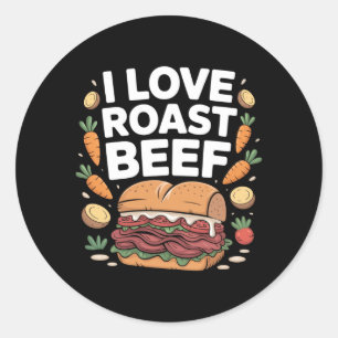 Adesivo Redondo Homens Amam Sanduíche de Carne Assada Frios Foodie