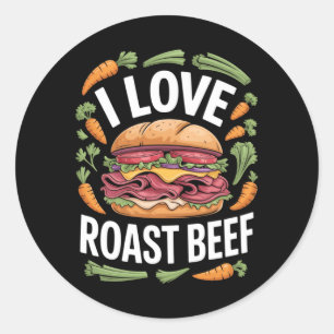 Adesivo Redondo Homens Amam Sanduíche de Carne Assada Humor de Foo