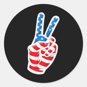 Adesivo Redondo Homens Boys American Flag Peace Sign Hand Hand 4 D
