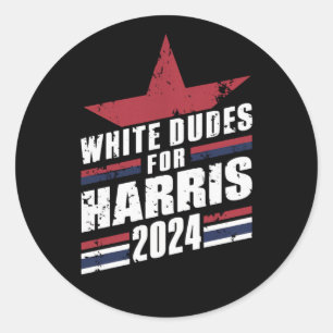 Adesivo Redondo Homens Brancos Para Kamala Harris 2024