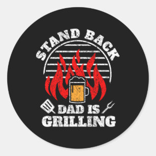 Adesivo Redondo Homens Camisa engraçada Bbq Smoker Volte atrás Pap