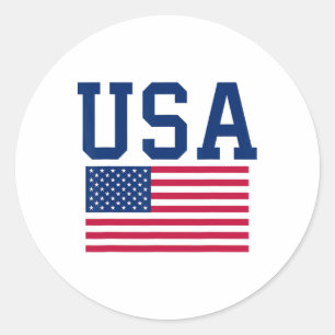 Adesivo Redondo Homens Camiseiros Homens Crianças Bandeira America