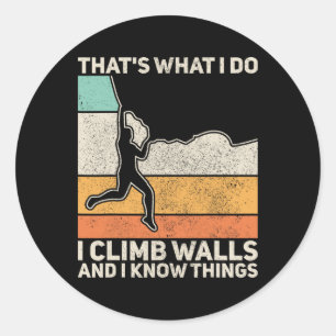 Adesivo Redondo Homens Camiseta Vintage Montanha Escalada em Rocha
