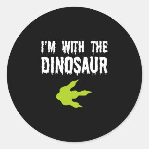 Adesivo Redondo Homens com o look de casal de dinossauros engraçad